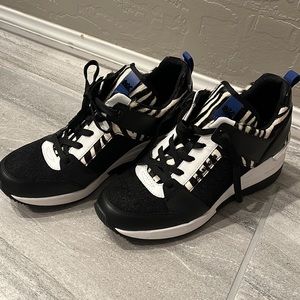 Michael Kors Georgie Canvas and Zebra calf hair trainer